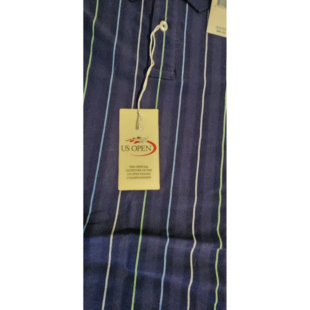 NWT‎ Polo Ralph Lauren Tennis US Open Polo Shirt XXL Navy Stripe Pima Cotton